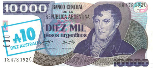 Argentina – 10,000 pesos argentinos, 1985