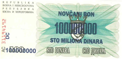 Bosnia – 100 million dinar, 1993