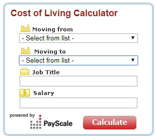 Cost of Living Calculator by PayScale